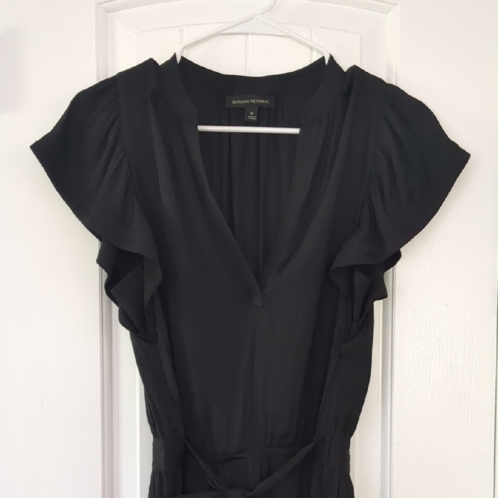 Banana Republic Black Ruffle Sleeve Dress